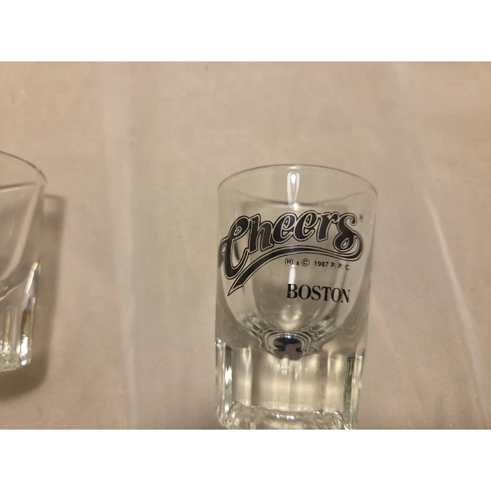 3in Heavy Base Vtg Cheers Boston 1987 & Basketball Hall‎ of Fame Shot Glasses